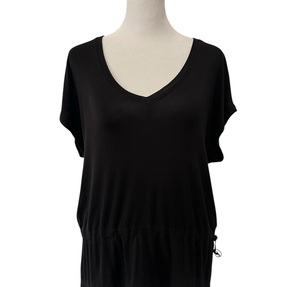 CAbi Elegant Black Women's V-Nexk Short Sleeve Top Size XS